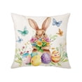 thumbnail image 2 of 18x18 Inches Easter Linen Pillow Case, Rabbit & Easter Egg Print Cushion Cover, Decorative Throw Pillowcase for Sofa Couch Living Room, Spring Easter Home Decor Accent, 2 of 6