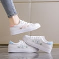 thumbnail image 2 of Zapatos blancos bordados de primavera y verano, zapatillas planas, zapatos casuales de estilo universitario para mujer, mocasines con cordones, 2 of 6