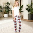 thumbnail image 4 of Women's Short Sleeve V-Neck Tee and Plaid Pajama Set with Relaxed Fit - Large, White, 4 of 6