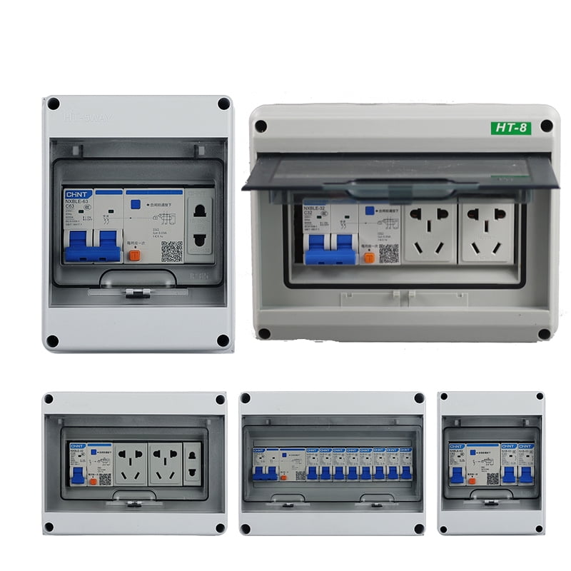 Outdoor Waterproof Distribution Box with DIN Rail, Transparent Cover ABS Waterproof Circuit Breaker Box IP65, Indoor and Outdoor Walls