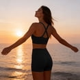 thumbnail image 6 of MGDXOX 3 Piece Tankini Swimsuits for Women Swim Tank Top with Bra and High Waist Boy Shorts with Pockets Black XXXL, 6 of 9