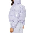 thumbnail image 3 of Blotona Women Shiny Short Puffer Jackets Bandana Cropped Long Sleeve Zip Up Puffer Cropped Down Jackets Fashion Bubble Quilted Lightweight Coats, 3 of 7