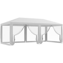 Homiyad 20' x 10' Outdoor Party Tent Gazebo Wedding Canopy with Removable Mesh Sidewalls, White