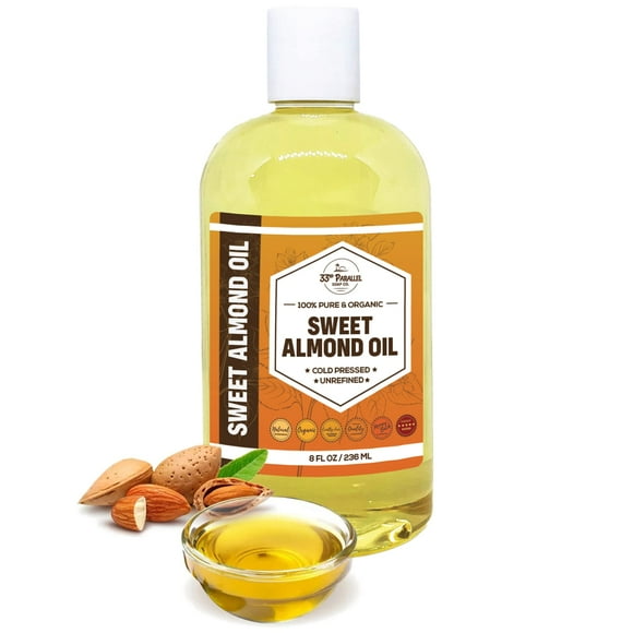 ACEITE DE ALMENDRA DULCE ORGÁNICO (8 oz) Premium prensado en frío sin refinar | Aceite de almendras dulces puro para la fabricación de jabón para el cabello y la piel | Portador de aceites esenciale