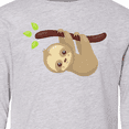 thumbnail image 4 of Inktastic Cute Sloth Hanging From Tree Branch, Lazy Sloth Long Sleeve Youth T-Shirt, 4 of 5