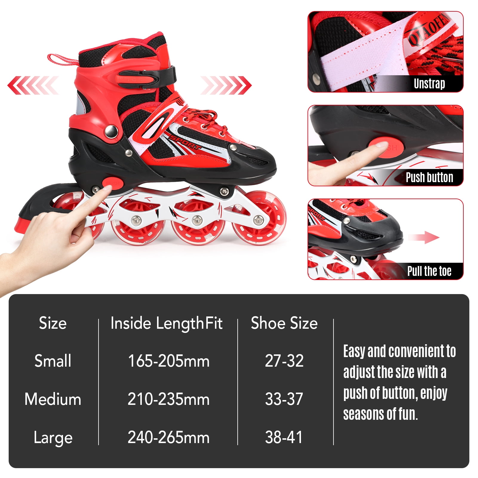 Nebublu Illuminating Inline Skates with Light Wheels - Adjustable Fun for Kids and Adults - Girls and Boys, Men and Women