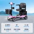 thumbnail image 3 of REARFIT Foldable 4 Wheels Mobility Scooter for Seniors, Electric Wheelchair with Detachable Battery, Dual Baskets, Cup & Phone Holder, 330lbs, Pink, 3 of 12