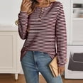 thumbnail image 5 of Maean Womens Striped Blouse Buttons Crewneck Knitted Casual Loose Pullover Long Sleeve Shirts Tops, 5 of 6