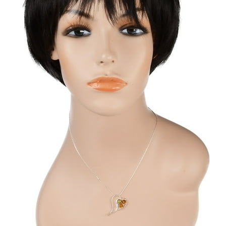 Sterling Silver and Baltic Multicolored Amber Heart Necklace