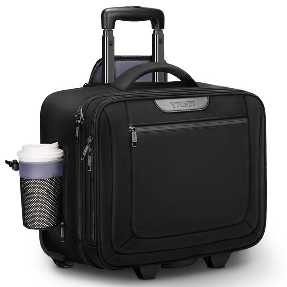 Ytonet Rolling Laptop Bag, Rolling Briefcase for Men Women with Cup Holder, 17.3'' Carry On Water Resistant Laptop Bag with Wheels, Overnight Roller