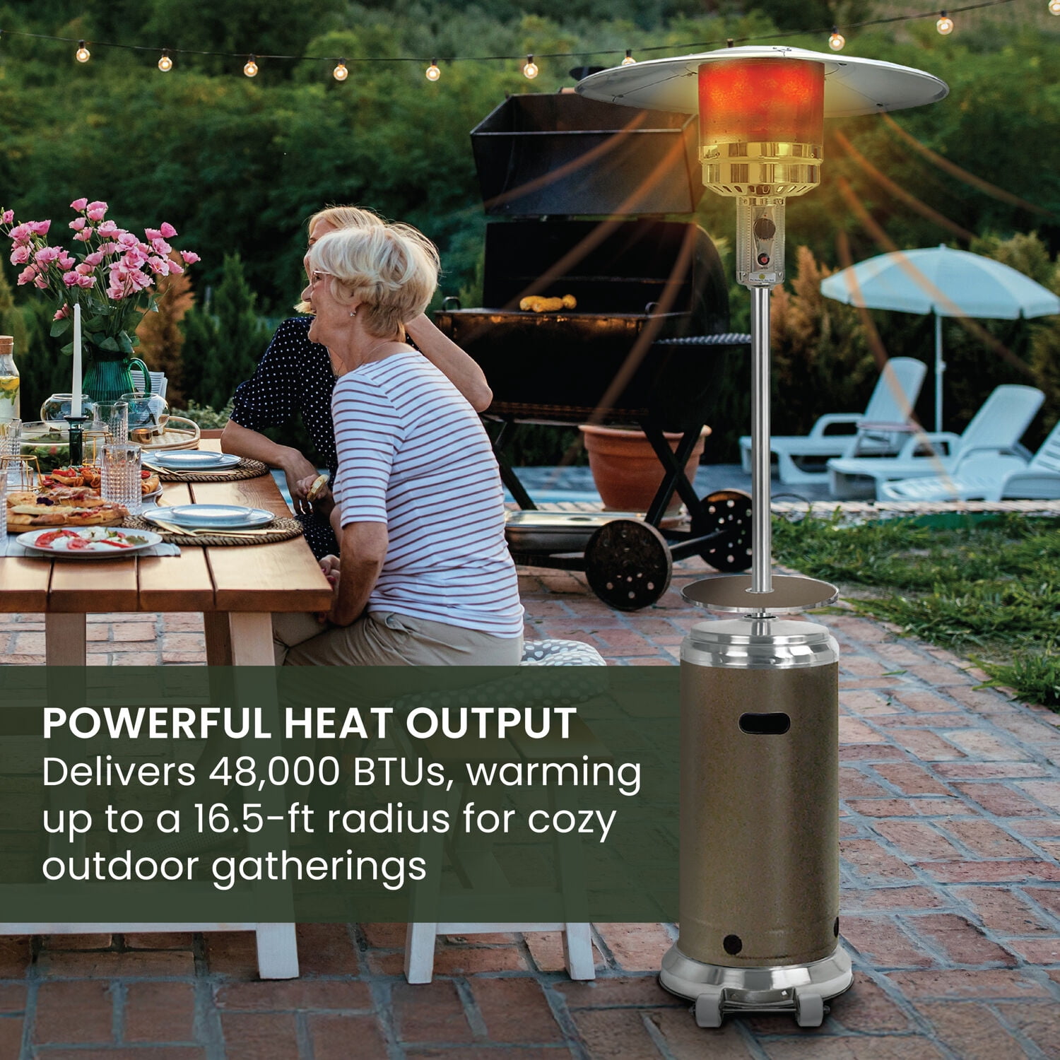 Hanover 7 ft 48,000 BTU Propane Patio Heater, H002BRSS
