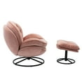 thumbnail image 5 of Swivel Accent Chair with Ottoman, Modern Velvet Lounge Chair and Ottoman Set, Home TV Reading Chair Office Armchair Chair with Footrest, Metal Base Frame for Living Room Bedroom, Pink, 5 of 7