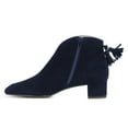 thumbnail image 4 of FSJ Women Fashion Western Tassel Block Low Heel Ankle Boots Side Zipper Booties Closed Toe V Cut Casual Vintage Shoes Size 4 Navy, 4 of 4
