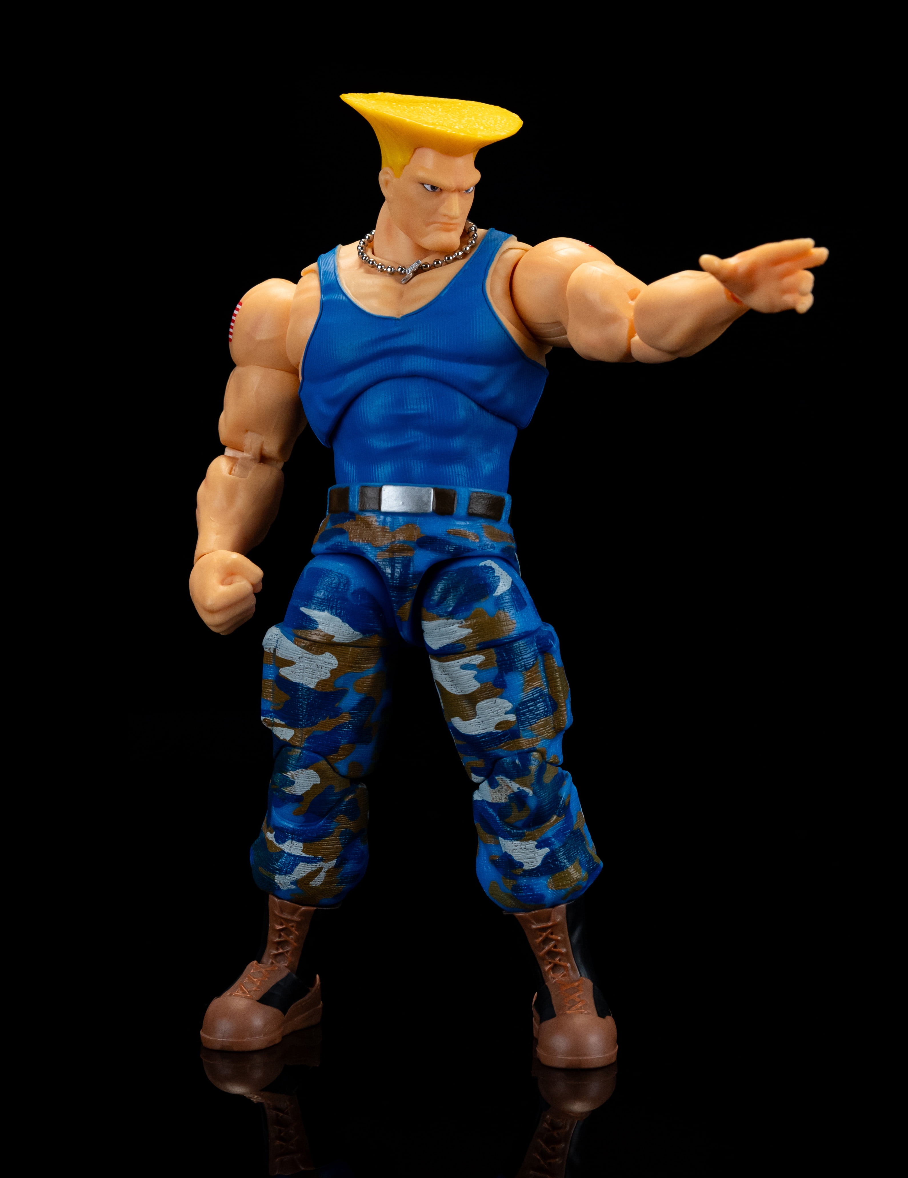 Jada Toys Street Fighter II Guile (Player 2) 1:12 Action Figure Interchangeable Heads, Hands & Accessories