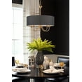 thumbnail image 3 of Kira Home Quinn 22" 5-Light Chandelier / Adjustable Chain Link Hanging Light + Black Linen Drum Shade, Cool Brass, 3 of 8