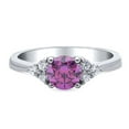 thumbnail image 2 of BERRICLE Sterling Silver Solitaire Rings Purple Round Cut Cubic Zirconia CZ Promise Ring for Women, Rhodium Plated 0.8 Carat Size 4, 2 of 8
