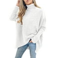 thumbnail image 1 of FOCUSNORM Women Solid/Contrast Color Sweater Bat Sleeve Irregular Hem Pullover, 1 of 6