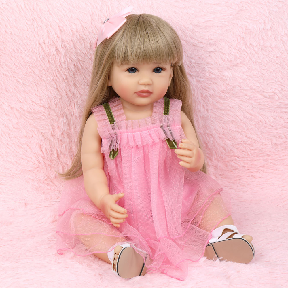 22/" Simulation Baby Doll Girl Pink Lace Skirt Children Christmas Toy Gifts