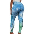 thumbnail image 3 of TiaoBug Women's Fish Scale Print High Waist Yoga Leggings Mermaid Costume Pencil Trouser Tights Sky Blue XL, 3 of 5