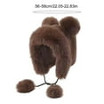 thumbnail image 5 of Toudaret Winter Hat with Scarf Bear Ear Decor Thick Faux Mink Hair Full Protection  Pure Color Headwear Outdoor Activities Cap, 5 of 8