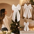 thumbnail image 6 of Large Velvet Christmas Bow, 17.72 x 33.46 inch Extra Long Wreath Bow with Long Streamers, Oversized Holiday Tree Decoration for Front Door and Party, White, 6 of 8