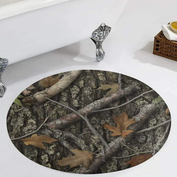 TEMU Forest Bark Camo Print Round Area Rugs for Bedroom Living Room, 2FT Soft Comfy Indoor Circle Carpets, Carpet Home Decor Floor Mat