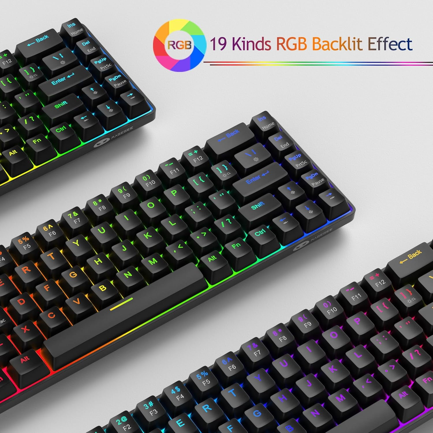 MageGee 60% Rapid Trigger Gaming Keyboard, Hall Effect Magnetic Switch, Actuation Point Adjustable, Hot Swappable RGB Backlit Wired Keyboard with Arrow Keys