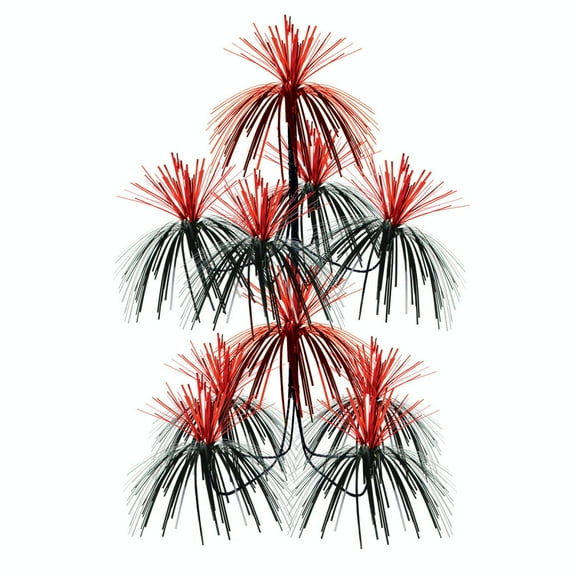 Party Central Club Pack of 12 Metallic Black and Red Firework Chandelier Hanging Party Decors 24"