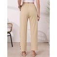 thumbnail image 3 of DARING DIVA Women's Casual High Waist Cotton Long Pants Small Khaki, 3 of 6