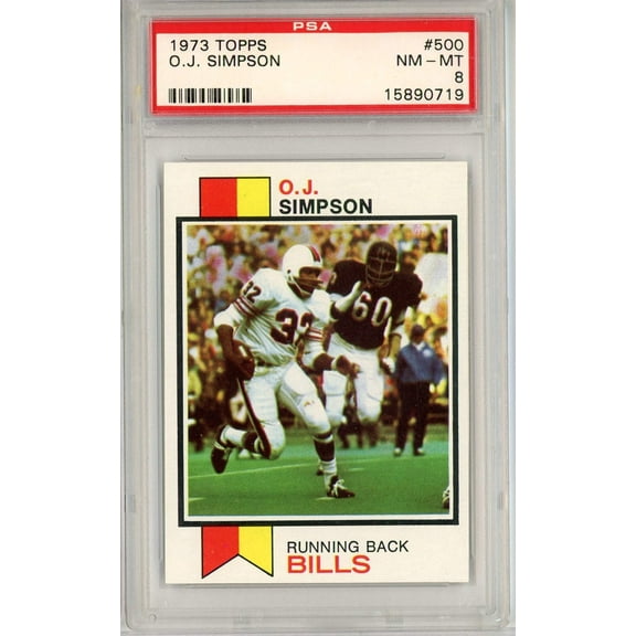 Graded 1973 Topps OJ Simpson #500 Football Card PSA 8 NM-MT
