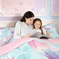 thumbnail image 4 of meiyoeat Glitter Watercolor Mermaid Tail Twin Comforter Sets 2pcs,Pastel Shell Starfish Print Bedding Set,Pink Aqua,Pink Reversible,1 Comforter and 1 Pillowcase, 4 of 6