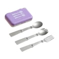 thumbnail image 4 of Juego de cubiertos para acampar, plegable, reutilizable, de acero inoxidable, tenedor, cuchara, tenedor, juego de metal Púrpura, 4 of 9