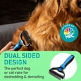 thumbnail image 2 of Rastrillo de aseo para mascotas Maxpower Planet de doble cara, color azul, 2 of 9