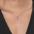 thumbnail image 3 of Gem Stone King Swiss Blue Topaz Pink Moissanite Purple Amethyst 3 Stone Pendant Necklace for Women (0.98 cttw, Gemstone Birthstone, Round 5MM, 4MM and 3MM, with 18 inch Chain), 3 of 3