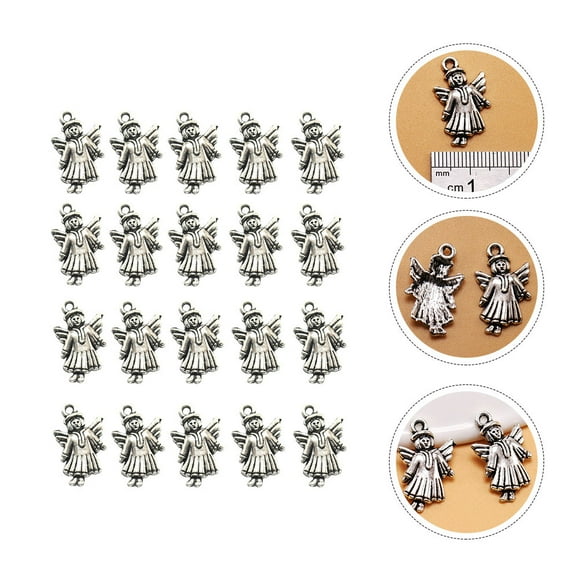 ADDHAT 50Ud Colgante Ángel Retro De Aleación Plata Para Manualidades Y Joyería
