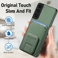 thumbnail image 5 of Allytech Card Holder Back Cover Case for Samsung Galaxy S23, PU Leather TPU Hybrid Kickstand Anti-Scratch Shockproof Slim Vintage Phone Case for Galaxy S23, Green, 5 of 8
