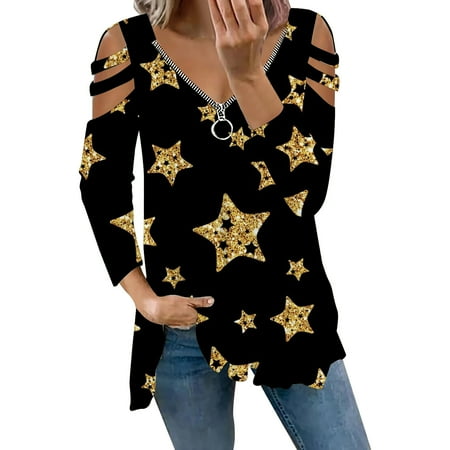 

Wiueurtly Womens Fashion Print Zipper Strapless Long Sleeves Valentines Scrub Tops Women Dress Top with Lace Sleeves