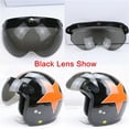 thumbnail image 4 of Visera para casco retro universal con 3 broches a prueba de viento, protección solar, visera para casco de motocicleta de media cara, 4 of 6