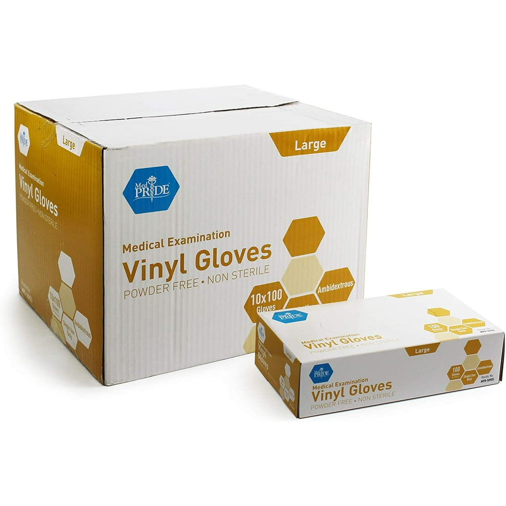 Medpride Medical Vinyl Examination Gloves (Large, 1000Count) Latex