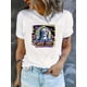 thumbnail image 1 of Camiseta Para Mujer De Verano Con Cuello Redondo Para Mochilero, Viajes, Desplazamientos1pc Fashionable Polyester T-Shirt with Vibrant Portrait Print, Casual Crew Neck, Short Sleeve, Medium Stretch, 1 of 7