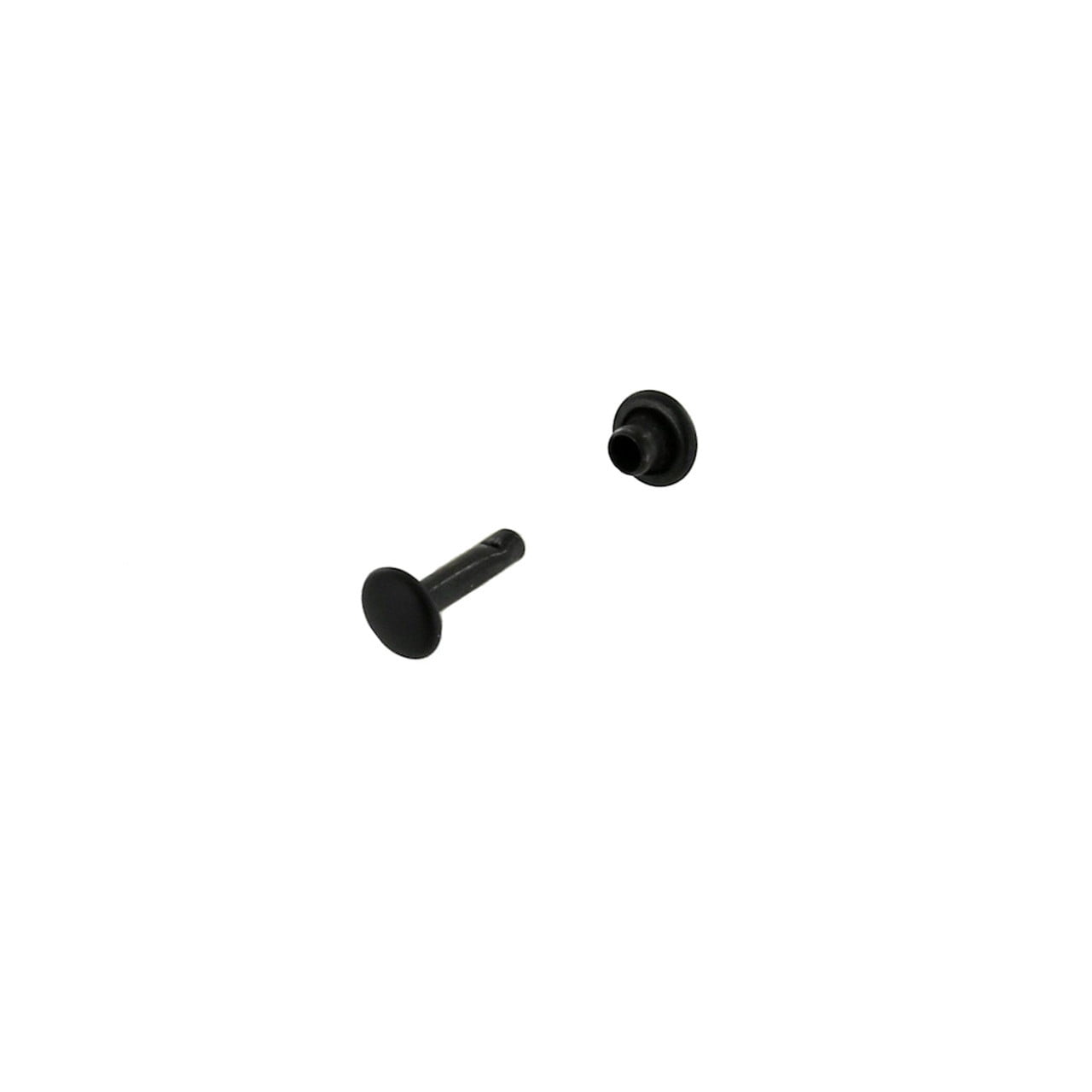 Double Cap Rivet, Black Matte, Solid Brass-LL (100 sets per bag), Multiple Sizes