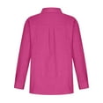 thumbnail image 5 of Knosfe Button Down Shirts for Women Lapel Long Sleeve Cotton Linen Tops Causal Lightweight Comfy Fall Blouse Tees Hot Pink 3XL, 5 of 7
