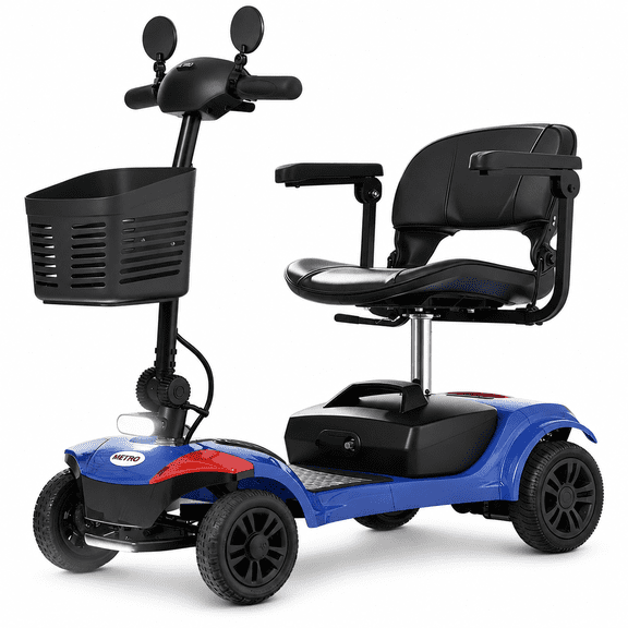 Mobility Scooter for Seniors, Segmart 4-Wheel Electric Mobility Scooter with 360° Swivel Seat, Anti-Tip Wheels, Detachable Battery, USB, LED Light, 300 lb Capacity, Blue