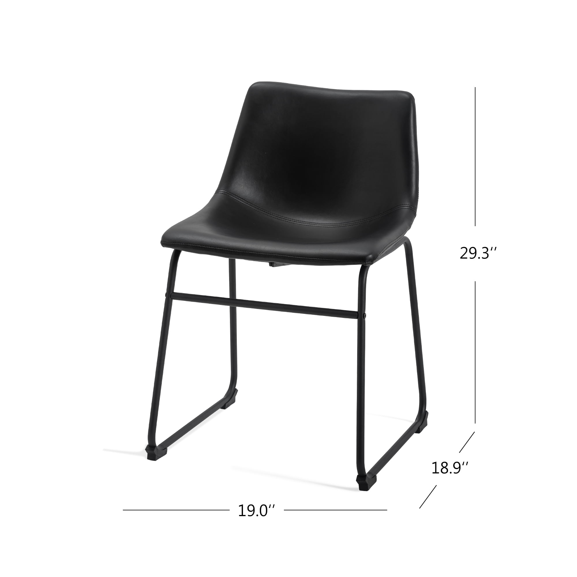 Set of 2 Fabric Bar Stools Low Back Counter Height Bar Stool with Leather Pub Chairs Height 29" Black