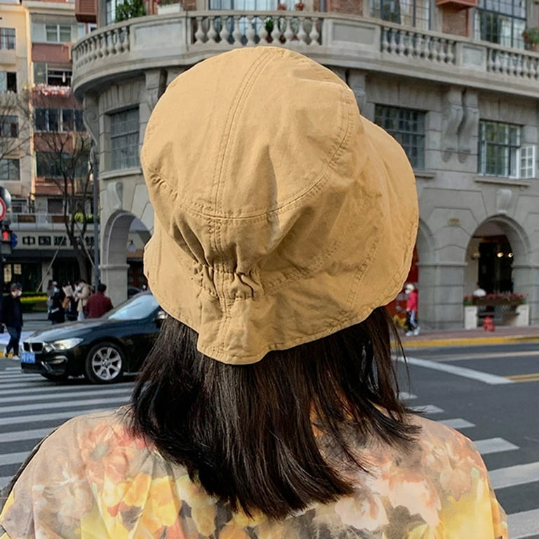 YIMIAO Solid Color Warped Edge Travel Hat Women Wide Brim Elastic UV  Protection Sun Hat Fashion Accessories 