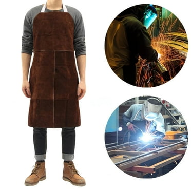 IAJXWI 23.6" x 35.4" Leather Welding Apron - Brown- Heat Flame ​Resistant - Fits Most Sizes