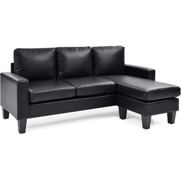Glory Furniture Jenna Faux Leather Sofa Chaise in Black