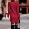 thumbnail image 4 of Womens Sweater Dress High Collar Long Sleeve Solid Color High Collar Knitted Long Dress V Neck Bridesmaid Dress Long plus Size Wrap Dresses for Women 3x Sweater Dress for Women plus Size Lace Maxi, 4 of 5