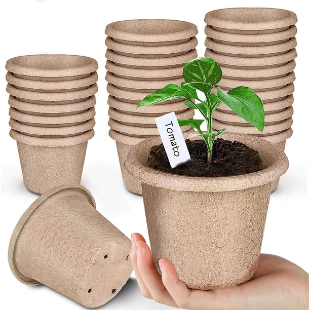 Zhuge 30 macetas de turba para plántulas, macetas biodegradables de 3,95 pulgadas para vivero de semillas con orificios de drenaje