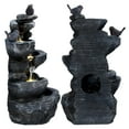thumbnail image 5 of Anvazise 5-Tiers Cascading Rock Water Fountain, Outdoor Water Fountain with LED Light,Outside Patio Water Features Fountain,Garden Waterfall Decor for Patio,Backyard,Porch and Home Art Decor (Black), 5 of 13
